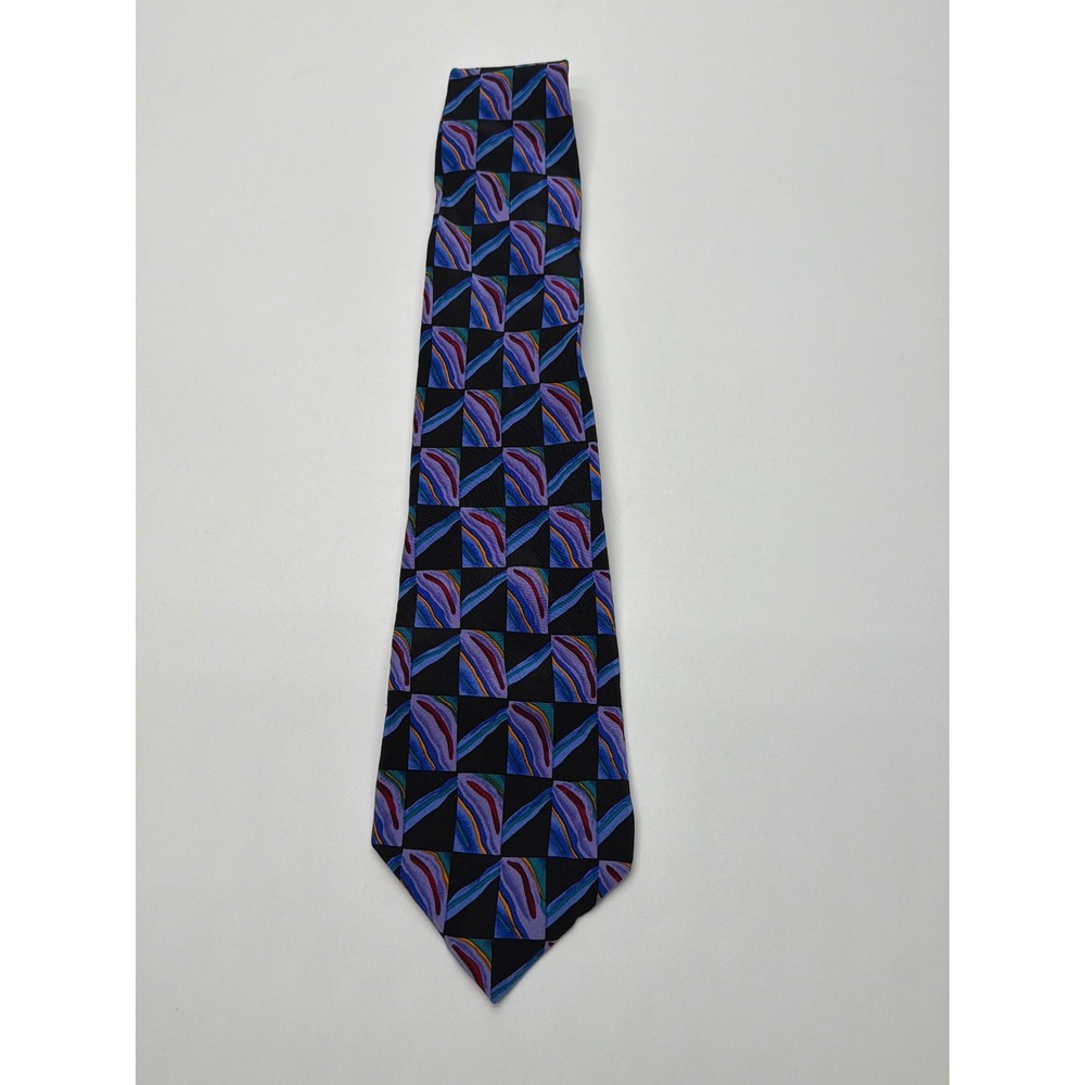 J. Garcia‎ Liquid Torso Collection Ten Silk Tie Multi-Color Geometric Geometric
